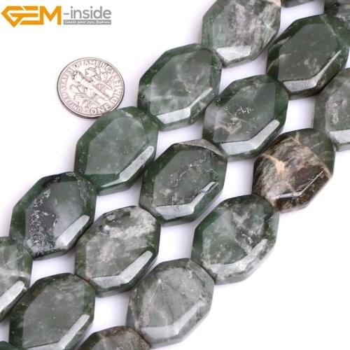 Gem-inside 18x25mm 15" Natural Hexagon Green African Jade Beads For Jewelry Making Beads DIY Beads Trinket Bracelets For Women