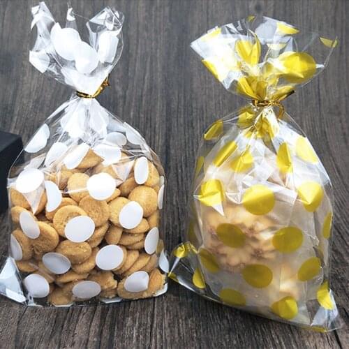 25pcs 13 X 21 cm white Golden dots bag cookies diy Gift Bags for Christmas Party Candy Food&Handmade soap Packaging bags DT22