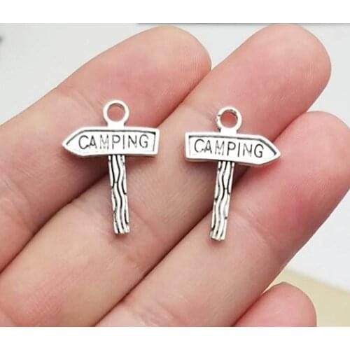 30pcs/lot--22x16mm Antique Silver Plated Camping Charms Travel Pendants DIY Earring Supplies Jewelry Making Finding Accessories