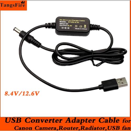 USB Dc 5V to Dc 8.4V/12.6V Charge Cable USB Converter Adapter Cable 5.5x2.1mm Plug for Canon Camera,Router,Radiator,USB fan
