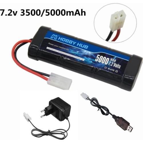 7.2V 5000mAh Ni-MH SC battery and 7.2v charger for RC toys tank car Airplane Helicopter With Tamiya Connectors 7.2 v battery