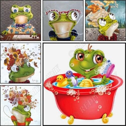 Diamond Painting Plein Cartoon Frog Lady Diamond Cross Stitch Full Square/Round Diamond Mosaic Pattern Rhinestones Embroidery