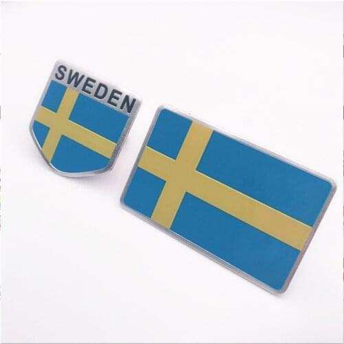 Automobile Motorcycle Exterior Accessories Sweden National Flag Aluminum Alloy Car Stickers