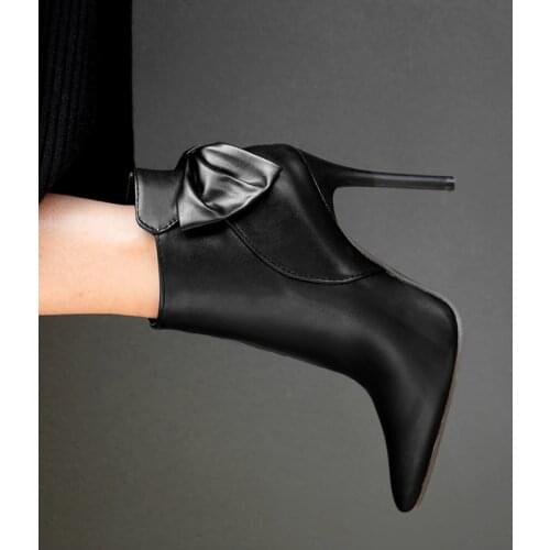 10cm high heel pointed short boots large boots 40-43 44 45 46 47 48 womens boots nude boots