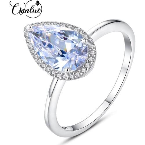 WANLUO Brand 925 Sterling Silver Heart Shape Rings for Women with Mini Bling Bling CZ Crystal for Girl Valentnes Day Gift