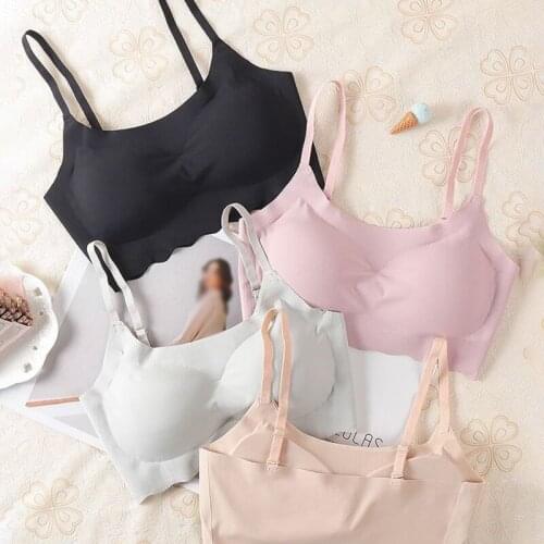 Women Active Bras One-piece Wire Free Thin Ice Silk Bras Seamless Sports Shockproof Tube Top Womens Intimates