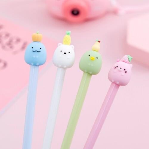 1 Piece Kawaii Gel Pen Korean Cartoon Creative Cute Fruit Head School Office Stationery Sweet Pretty Lovely Funny