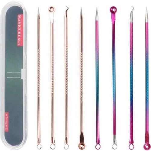 4-9 Stainless Steel Acne Removal Needles Pimple Blackhead Remover Tools Spoon Face Skin Care Tools Needles Facial Pore Cleaner