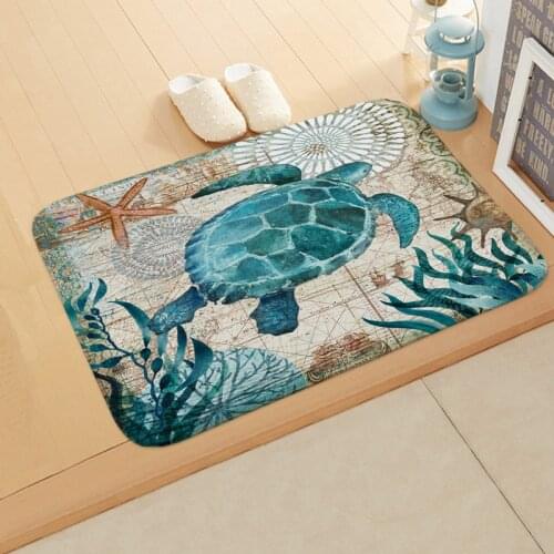Creative Marine Style Sea Turtle Ocean Bathroom Shower Bedroom Mat Toilet Floor Door Mat 40*60cm