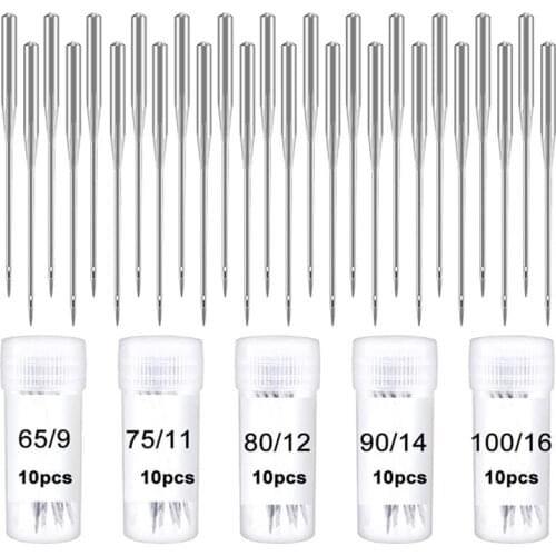 LMDZ 50Pcs Sewing Machine Needle Sharp Universal Regular Point for All Low Shank Snap-On Singer Brother Janome Sewing Machine