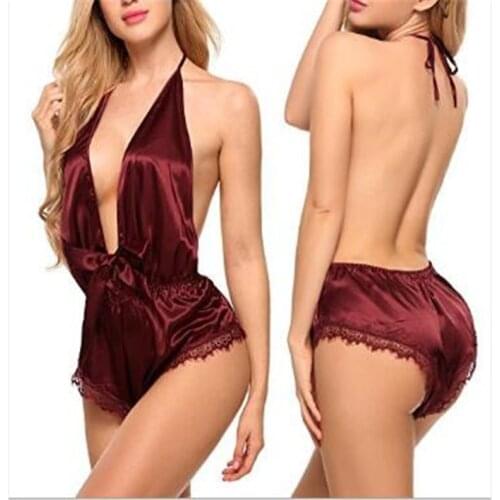 2020 Womens Plus Size Loose Sexy Bra Lace Patchwork Bodysuit One-Piece Suspenders Siamese Brassiere