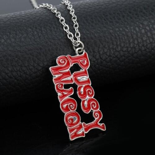 Dongsheng Fashion Movie Kill Bill Series Necklace Letter PUSSY WAGON Pendant Necklace Jewelry Accessories for Women Girls