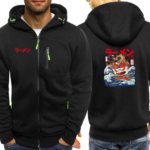 Japanese Ramen Jackets Zipper Fleece Streetwear Hip Hop Hoodies Mens Harajuku Vintage Printing Sweatshirt Autumn 2020 Men Hoodie