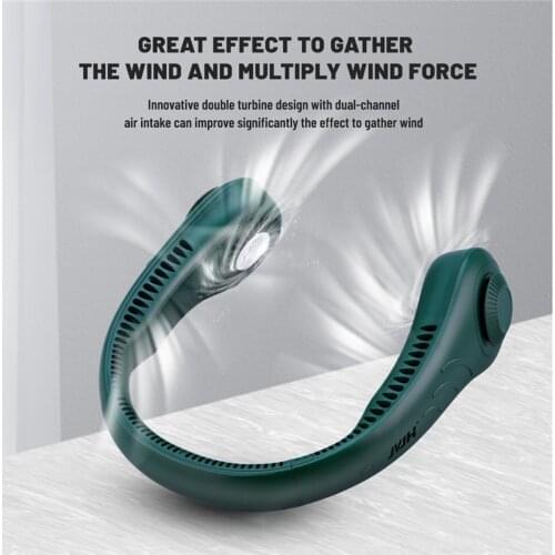 New Hot Sale Portable Silent Mini Fan Leafless Hanging Neck Fan All-Side Wind Lazy Fan Air Cooler Cooling Wearable Neckband Fans