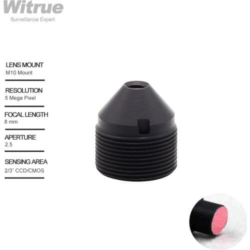 Witrue Pinhole Lens M10 Mount 5 Megapixel 8mm 2/3" F2.5 with 650nm IR Filter for Mini Camera CCTV Security Cameras