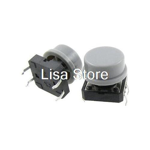 PCB Momentary Tactile Push Button Switch Non Lock 12 x 12mm x 11mm + Cap