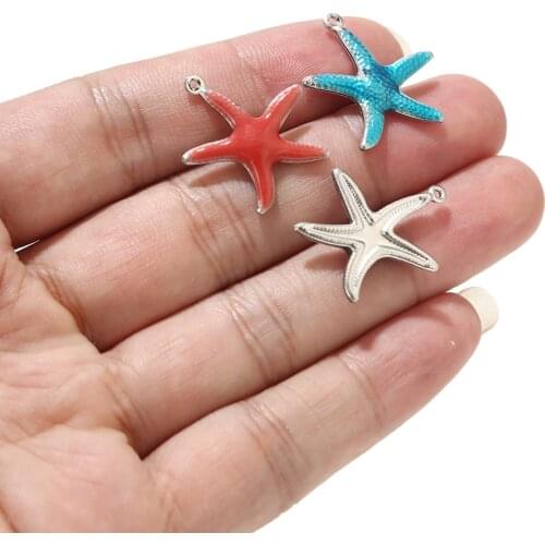 Top Quality 10pcs/lot fashion stainless Steel Starfish Pendants European Style Charm Pendants for Women Men DIY Jewelry Making