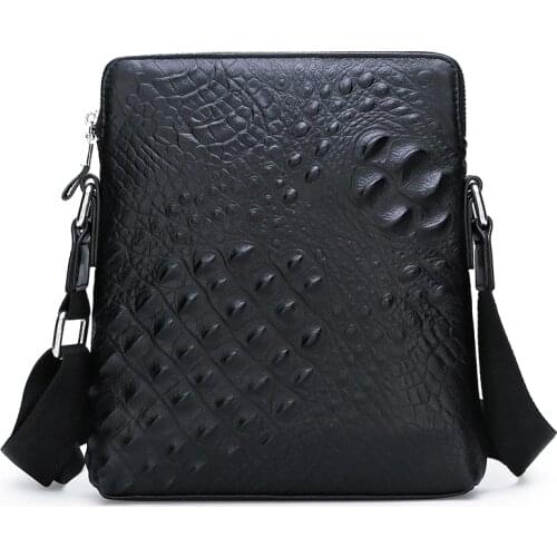 2020 Hot Retro Mens Luxury Handbag Fashion New Genuine Leather men Handbags Crocodile pattern Shoulder Messenger Bag ZX-165