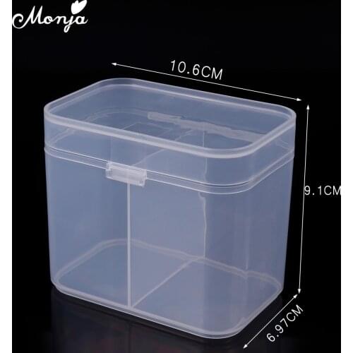 Monja Double Grids Nail Cleaning Cotton Pads Transparent Plastic Storage Box Nail Art Remover Towel Receiving Case Manicure Tool