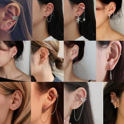 Crown U-shaped Ear Clips,Hollow Love Retro Earrings for Women,Pendientes Mujer Long Earrings Piercing Ear Cuffs Clip on Earrings