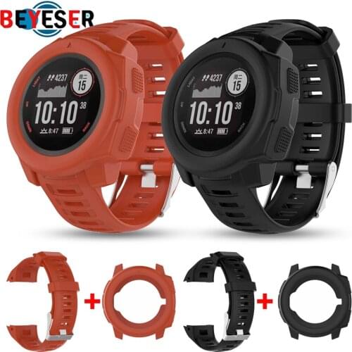 Silicone Wristband For Garmin Instinct Smart Watch Band Strap Replacement Bracelet + Protetive Case Cover For Garmin Instinct