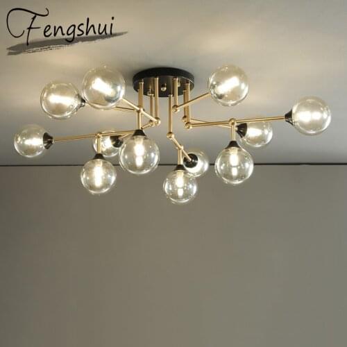 Modern Chandelier Glass LED Chandeliers Ceiling Chandelier Indoor Lighting Living Room Kitchen Bedroom Home Decor Light Fixture