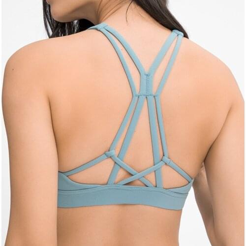 ZenYoga FLY Strappy Workout Sports Bras Women Naked-feel Cross Back Yoga Fitness Medium Support Padded Push Up Athletic Tops