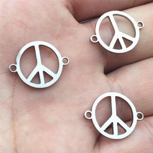 The peace symbol 2side Pattern Peace sign Charm 5pcs rustproof Steel Jewelry finding Handmake Jewelry connector Make Findings
