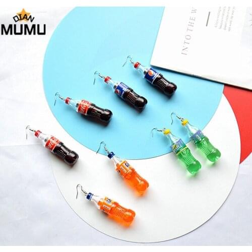 Creative Geometry DIY Simulation Resin Food Beverage Bottle Earrings Female Party Prank Prank Jewelry
