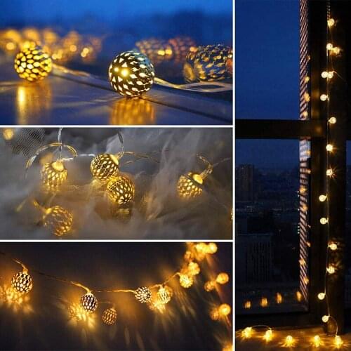 Navidad Decor 2m 5m Diameter 2.5cm Warm Light Morocco LED Ball Light String Christmas Decorations for Home Wedding Fairy Garland