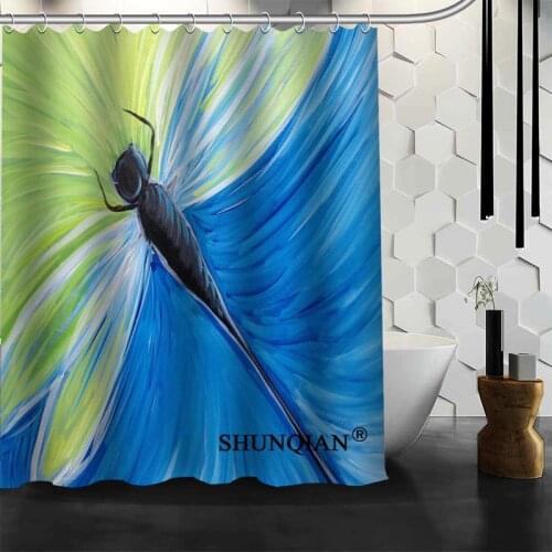 Waterproof Bathroom Curtains Modern dragonfly Shower Curtain polyester Bath screens Customized curtain