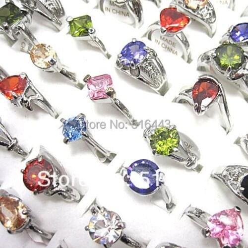 Upscale 50pcs Free Shipping Wholesale Jewelry Lots Mix Color Cubic Zircon Women Fashion Rings A-105