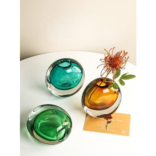 YL Simple Glass Vase Decoration Creative Living Room Flower Arrangement Modern Console Tables Soft Surface Decoration