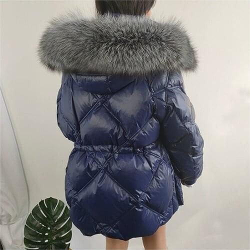 Down 90% jacket white duck down women coat winter hooded with oversized natural real silver fox fur collar thick warm clothing