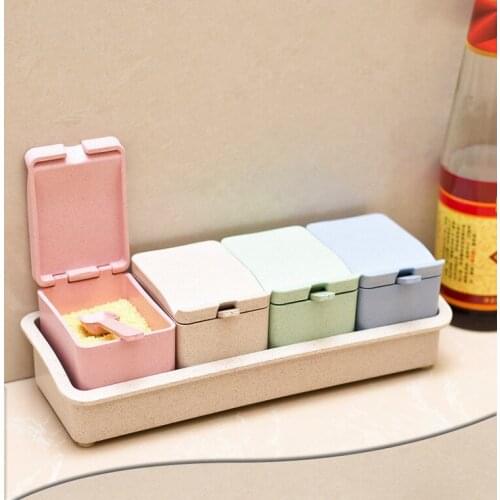 1PC Wheat Straw Condiment Bottles Spice Jar Seasoning Box Kitchen Spice Storage Bottle Jars Salt Pepper Spice Bottle OK 0623