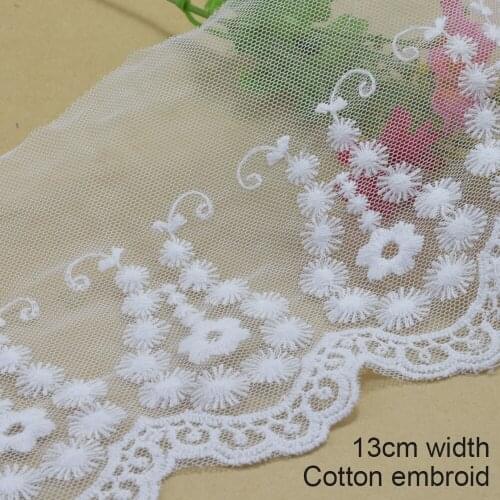 10yards 14.5cm white cotton embroidery lace french lace ribbon fabric guipure diy trims warp knitting sewing Accessories#2949