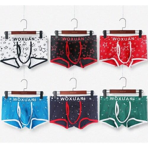 2020 Mens Cotton Underwear Bulge Pouch Boxer Shorts Comfortable Underpants Soft Trunks Mens Printed Boxers Bottoms Cueca