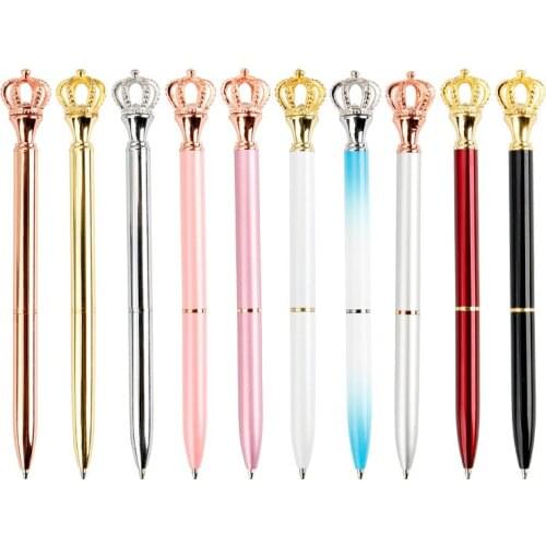 30 pcs/lot Fashion Crown Metal Ballpoint pen Cute Rotary Ball pens Business pen office School writing supplies