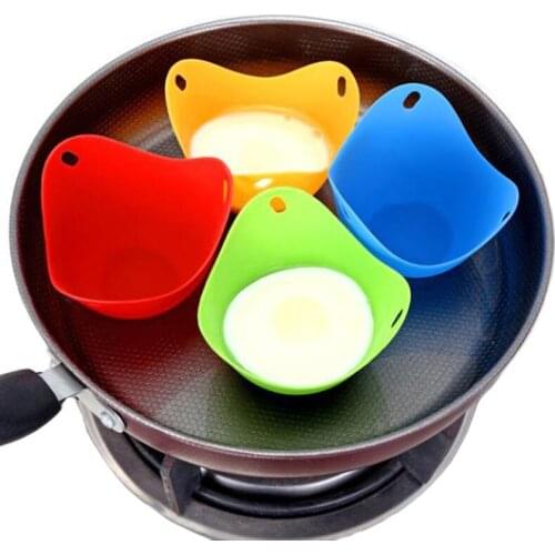 4pcs/Set Multi-Function Egg Steamed Bowl Silicone Egg Poacher Cookware Baking Cup Kitchen Cooking Mold