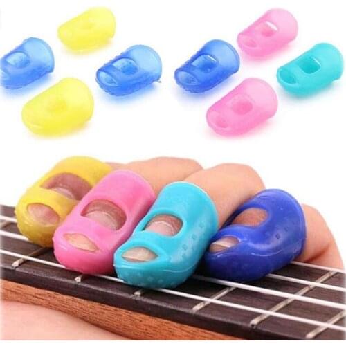 4Pcs/Pair Elastic Silicone Guitar Finger Guards Fingertip Protectors for Guitar Ukulele Beginner Other Strings Random Color