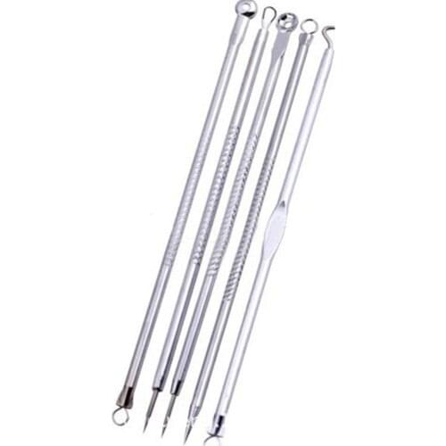 5PCS/Set New Portable Acne Needles Blackhead Remover Extrator Double-Headed Pimple Extractor Remover Tool Set OT0001