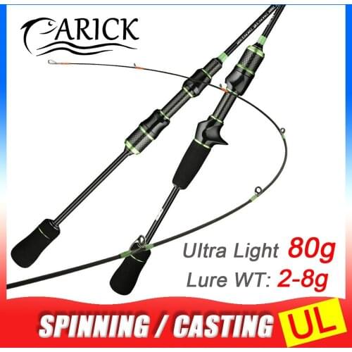 80g Carbon UL Spinning Rod 1.68m 1.8m Ultra Light 2 Section Casting Spinning Baitcasting Fishing Rod Lure 2-8g Fishing Pesca