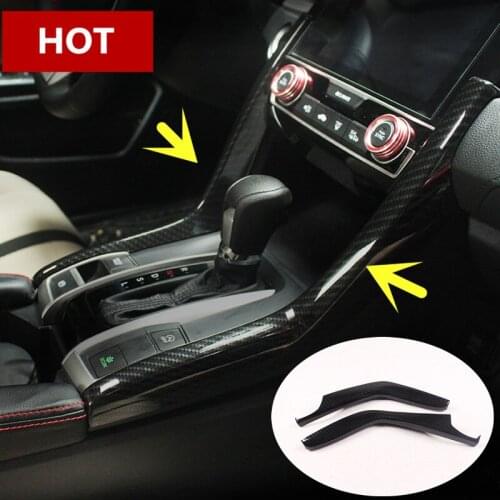 ABS Carbon Fiber Style Inner Gea Box Frame Cover For Honda Civic 2016 2017 2pcs Car accesories interior Car decoration