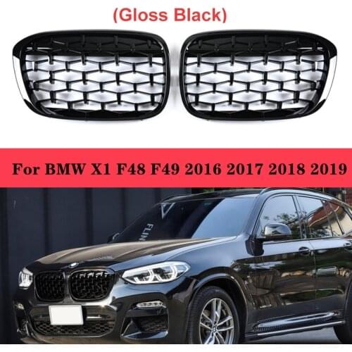 Diamond Grille Racing Grills Decoration Car Front Bumper Kidney Grill Auto Accessories For BMW X1 F48 F49 2014-2019