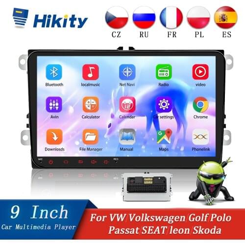Hikity Android Car Multimedia player 2 Din Car Radio 9" Wifi GPS MP5 Player Mirror Link Radio Car For Skoda VW Passat B6 Polo