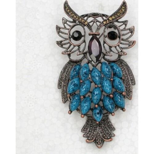 Marquise Rhinestone Owl Pin brooches C862 DG