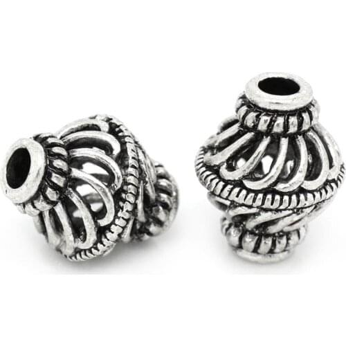 DoreenBeads Zinc metal alloy Spacer Pendants Lantern silver color About 15mm(5/8")x 12mm(4/8"),Hole:Approx 3.4mm,2 PCs