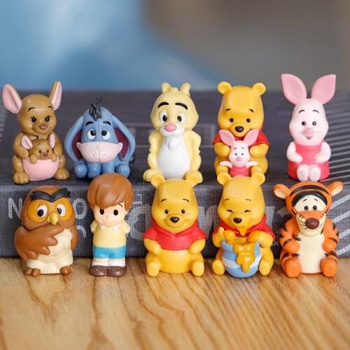 Disney 10piece Cartoon Winnie the Pooh Action Figure Toy Pooh Bear Tigger Eeyore Piglet Action Figure Dolls Toy Gifts for Kids