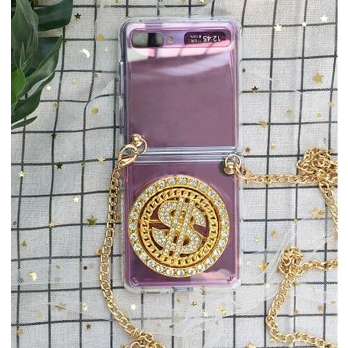 For Samsung Galaxy Z Flip Case / f7070 / f7000 protective case with rope to metal zflip