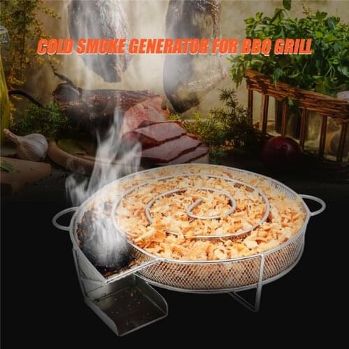 Cold Smoke Generator For BBQ Grill Wood Chip Smoking Box Wood Dust Hot And Cold Smoking Salmon Meat Cooking Stainless Bbq Tools